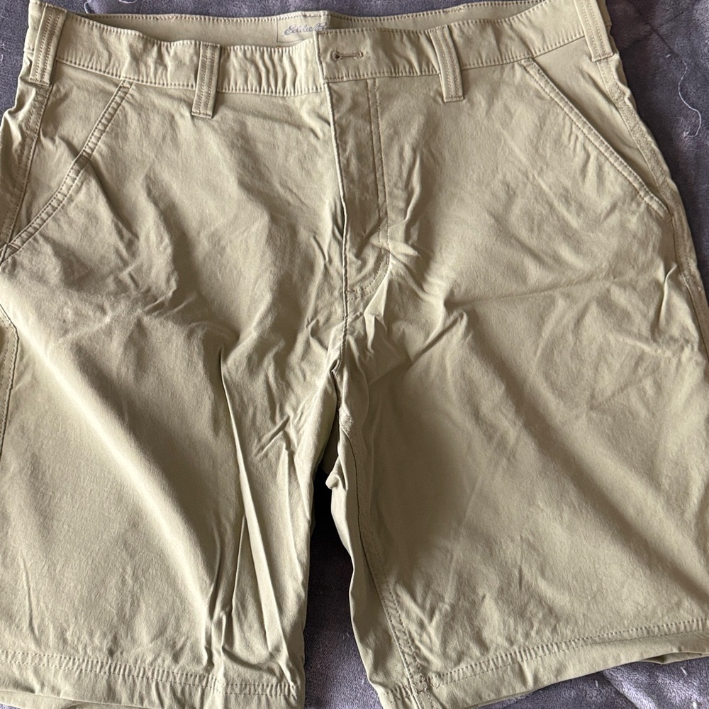 Eddie Bauer Men's Beige Flat Front Shorts